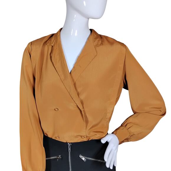 Vintage David Matthew Blouse Copper Size 8 Long Sleeve Double Breasted Collared - Picture 1 of 10